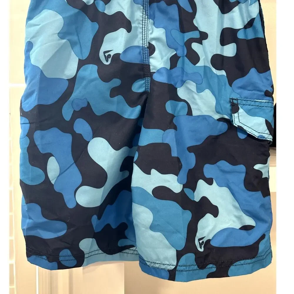 Boys Kanu Surf Specter Quick Dry UPF 50+ Beach Swim Trunks Blue Camo  S 8 NWOT